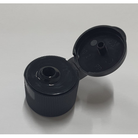 Tampa flip-top preta 28mm