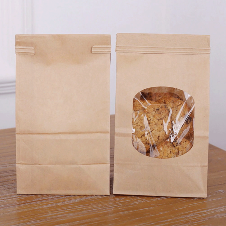 Sacchetti di carta con finestra trasparente e chiusura in metallo