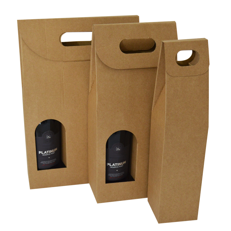Caja para botella kraft para 1 2 o 3 botellas 