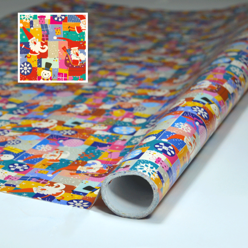 Papel de Embrulho Crazy Santa 70cm x 6m 