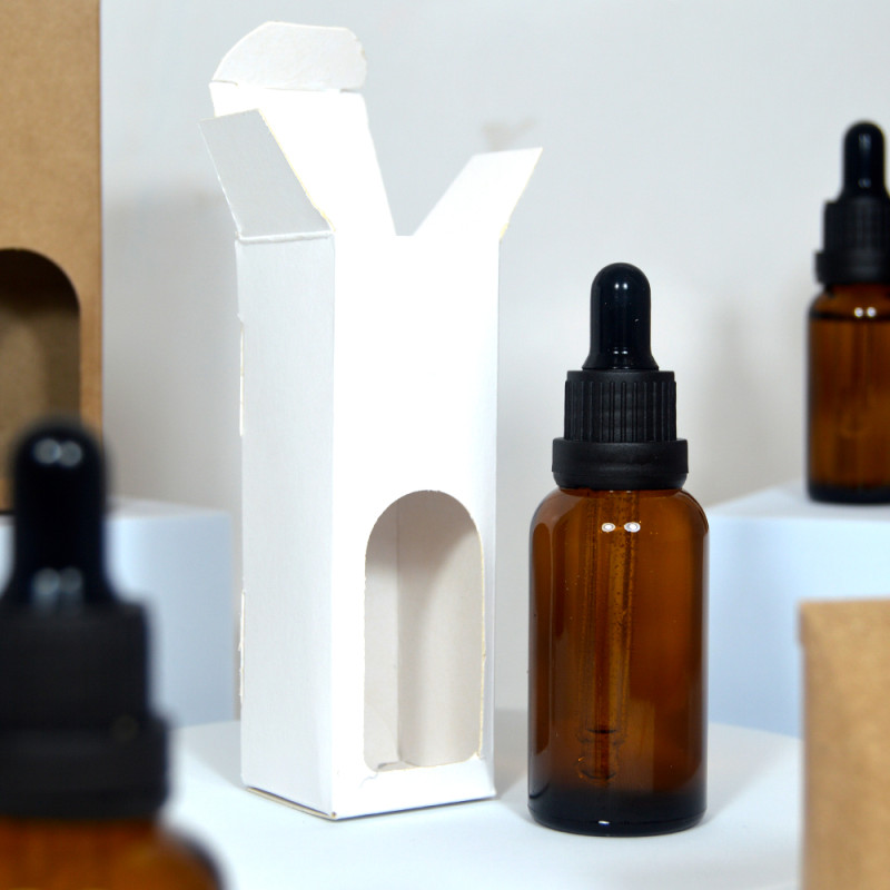 Boîte flacon ambre 30ml blanc