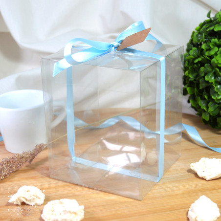 Caja de acetato rectangular transparente 100x100x120mm