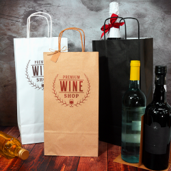 Bolsas de papel con asa retorcida para vino 18x8x34cm