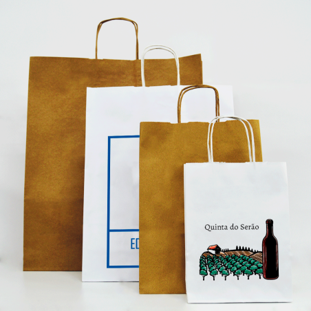 Bolsas de papel Kraft Asa rizada