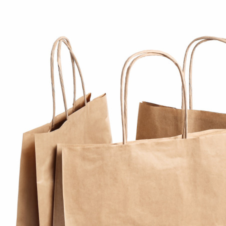 Bolsas de papel Kraft Asa rizada