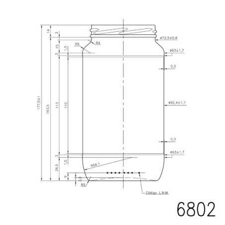 965ml 96cl - Frasco vidro para compotas