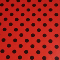 Papel de regalo ECO rojo con puntos negros