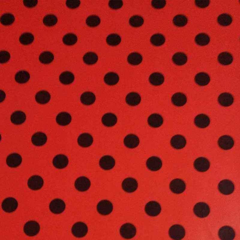 Papel de embrulho vermelho pontos pretos