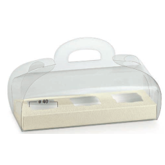 Scatola trasparente 185x60x80mm con sfondo bianco pelle