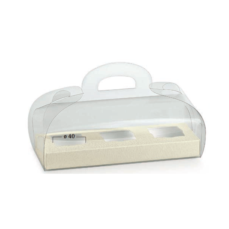 Caixa transparente 185x60x80mm com fundo pele branco
