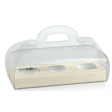 Caixa transparente 185x60x80mm com fundo pele branco