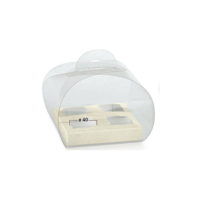 Caixa transparente 120x120x100mm com fundo pele branco