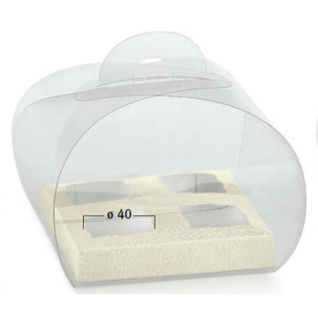 Caixa transparente 120x120x100mm com fundo pele branco