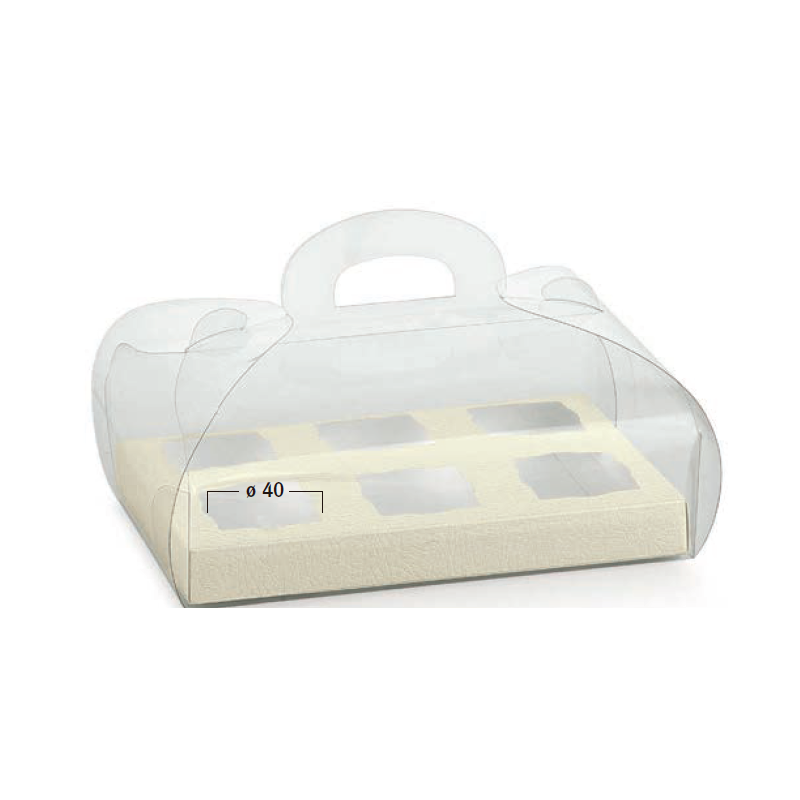 Caixa transparente 185x120x80mm com fundo pele branco