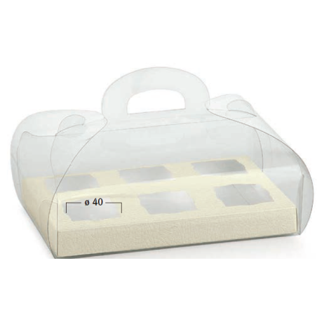 Caixa transparente 185x120x80mm com fundo pele branco