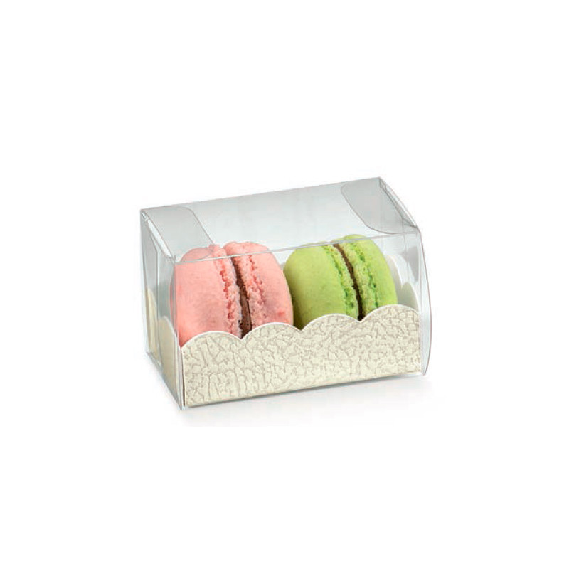 Caixa transparente retangular 80x50x50mm macarons pele branca