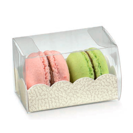 Caixa transparente retangular 80x50x50mm macarons pele branca