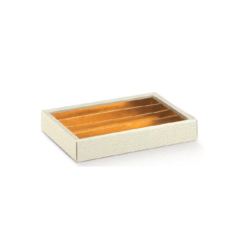 Caixa pele branca com tampa transparente e separadores 215x145x35mm