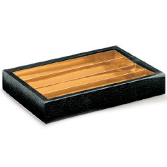 Boîte en cuir noir avec des séparateurs de couvercle et 215x145x35mm transparents