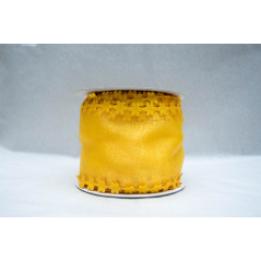 Fita organza com flores amarela