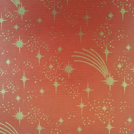 papel de embrulho kraft verjurado natural vermelho estrelas