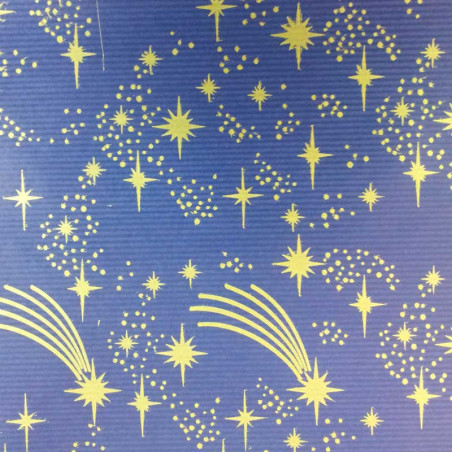 papel de embrulho kraft verjurado natural azul estrelas