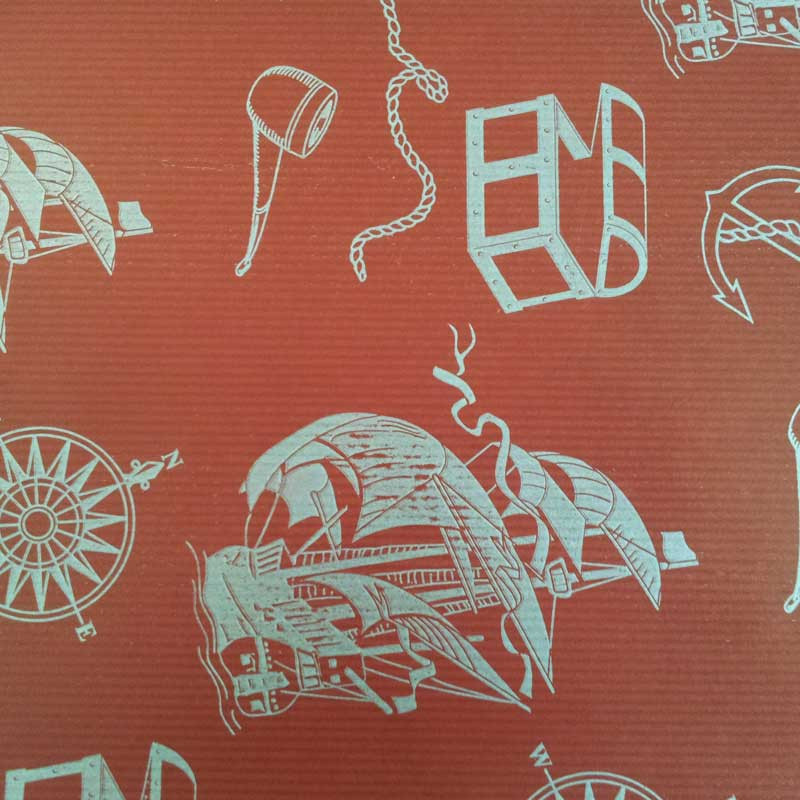 papel de embrulho kraft verjurado natural vermelho barcos