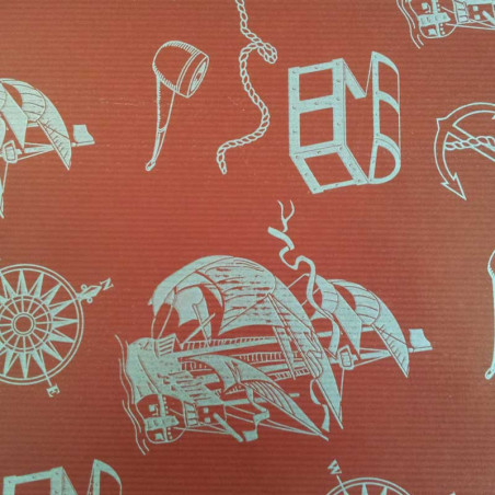 papel de embrulho kraft verjurado natural vermelho barcos