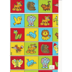 Papel de regalo kraft verjurado natural con dibujos de animales