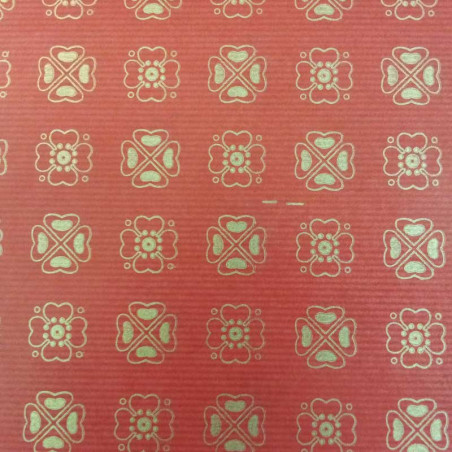 papel de embrulho kraft verjurado natural vermelho trevos