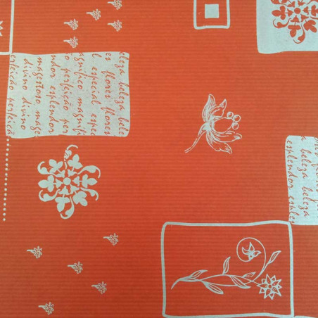 papel de embrulho kraft verjurado natural vermelho flores