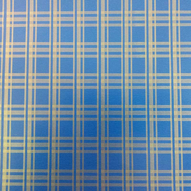 papel de embrulho liso azul riscas douradas