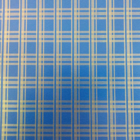 papel de embrulho liso azul riscas douradas