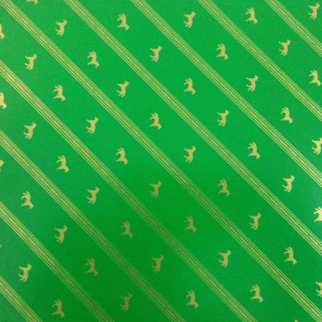 papel de embrulho liso verde cavalos dourados