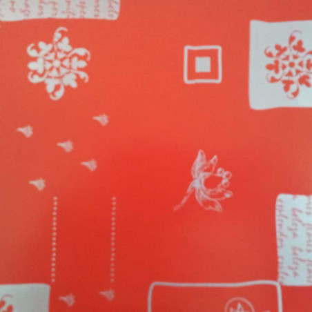 papel de embrulho liso vermelho flores prateadas