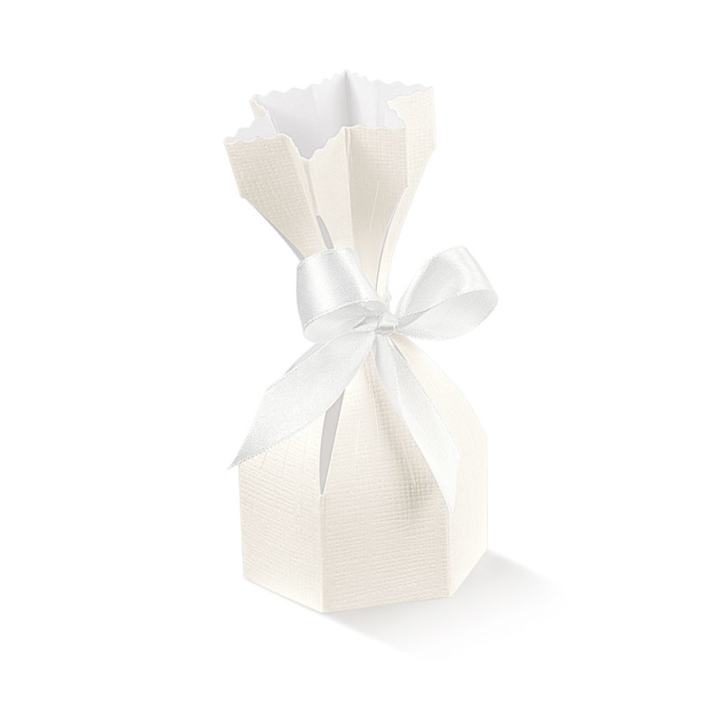 Boîte boules blanches pour 1 bouteille avec fenêtre