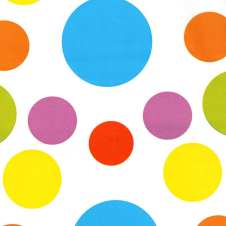 papel de embrulho liso branco bolas varias cores