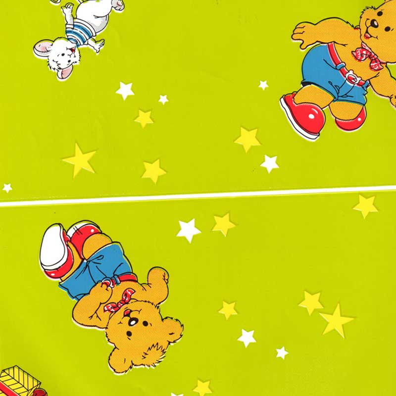 papel de embrulho liso verde claro urso e rato