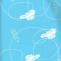 Papel de regalo azul claro liso con carros y rayas