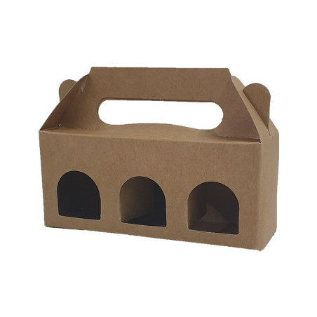 Caixinha 3 frascos miniatura 138x45x60mm 97mm altura total